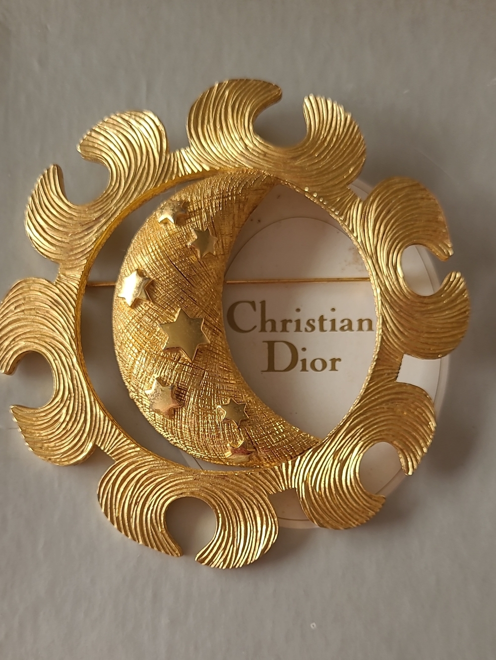 Christian Dior Gold Moon & Star Brooch/Pendant